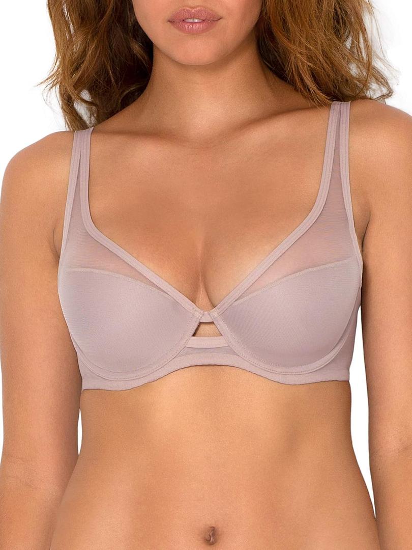 Smart & Sexy Women's Plunge Bra  Mesh Design for Alluring Lift and Comfort (36DDD)