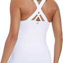 RUNNING GIRL Sports Bra for Women, Criss-Cross Back Padded Strappy Sports Bras Medium Support Yoga Bra with Removable Cups, L