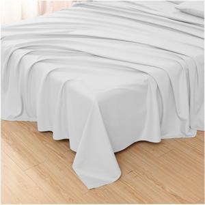 Ghooss Twin Size Flat Sheet Only-1500 Series Luxury Brushed Microfiber Bed Top Sheet,Wrinkle, Fade Resistant-1 Pack-White
