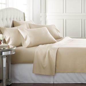 Danjor Linens Full Sheet Set 6 Piece Hotel Quality Bed Sheet w/ 4 Pillowcases - Microfiber Sheet Sets with Deep Pockets, Breathable Cooling Wrinkle Free, Machine Washable for Full Size Bed, Cream