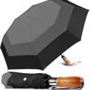 Lejorain Large Compact Golf Umbrella - Oversized Auto Open Close Folding Golf Umbrella Travel 210T Dupont Teflon Coated Vented Windproof Double Canopy for Women Men (03.Gray)