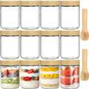 12 Pack 16oz Glass Jars with Bamboo Lids, Spoons, Airtight Overnight Oats Containers, Salad& Yogurt Storage, Mason Jars for Snacks, Spices, Meal Prep  Reusable