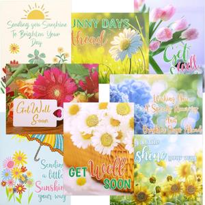 Fancy Land Get Well Cards 24 Pack Floral Get Well Greeting Cards with Envelopes Stickers Friends Family Blank Inside