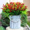 AXYLEX Artificial Flowers for Outdoors Plants - 20 Bundles Fake Lavender Plastic Faux Monkey Grass UV Resistant for Home Decorations (20, Red)