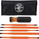 Klein Tools 32288 Insulated Screwdriver, 8-in-1 Screwdriver Set with Interchangeable Blades, 3 Phillips, 3 Slotted and 2 Square Tips