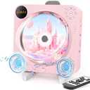 Portable Bluetooth CD Player with Speakers - Small Wall CD Player for Home with Remote Control FM Radio Digital Screen Headphone Jack,Support AUX in Cable&USB,Pink Kpop Player