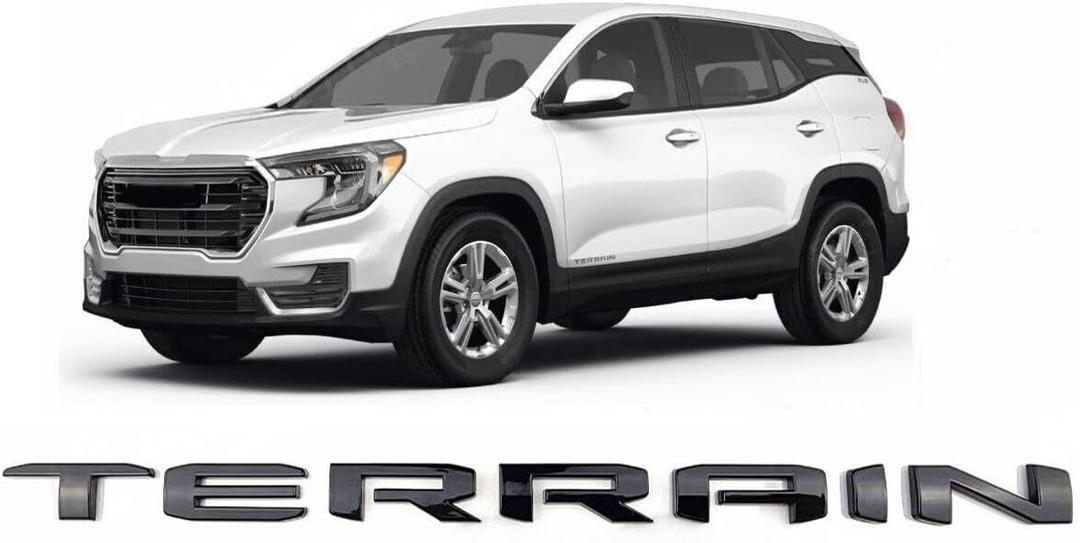 Set OEM Black 1 Terrain and AWD Nameplate Emblem kit Badge 3D Letter Compatible with Terrain 2022-2025 (Gloss Black)