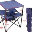 Portable Folding Camping Table with Cup Holders Lightweight & Compact 2-Tier Outdoor Table with Storage, Ideal for Card Games, Snacks, Picnic, Tailgating & Camping (Navy Blue)