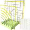 12-Slot Quilting Ruler Holder and Non-Slip Grip Rings, 6-Inch Sewing Ruler Organizer, Green-1 Set