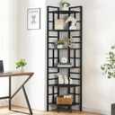 HOMISSUE Corner Shelf, 6 Tier Tall Narrow Bookshelf 76.9", Industrial Corner Bookcase with Storage for Home Office Living Room and Bedroom, Black