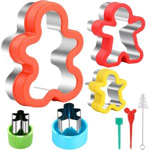 Gingerbread Man Cookie Cutters Set, Christmas Cookie Cutter Shapes, Stainless Steel Christmas Cookie Cutters, Fruit Vegetable Sandwich Cutter, Food Decoration Baking Tools & Accessories