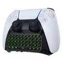 MoKo Keyboard for PS5 Controller with Green Backlight, Bluetooth Wireless Mini Keypad Chatpad for PlayStation 5, Built-in Speaker & 3.5mm Audio Jack for PS5 Controller Accessories (Black)
