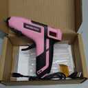 WORKPRO Pink Cordless Hot Melt Glue Gun, 7.2V Rechargeable Fast Preheating Glue Gun Kit with 20 Pc Premium Mini Glue Stick, Automatic-Power-Off Hot Glue Gun for Art, Craft, Decoration - Pink Ribbon