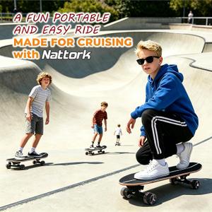 Surf Skateboards 30" x 9.5" Youth Surfskate Cruiser Surf-Like for Beginners Double Kick Deck Girls or Boys Kids Complete Skateboard