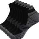Men's Activewear Ankle Socks 6 Pairs,Men's Running Socks Low Cut Compression Running Sock with Ankle Support (9-12, 047 Black)