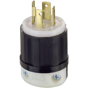 Leviton 30 Amp, 125/250 Volt, NEMA L14-30P, 3P, 4W, Locking Plug, Industrial Grade, Grounding, 2711, Black-White