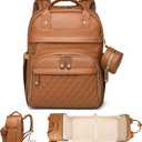 Leather Baby Diaper Bags with Changing Station,Extra large Capacity Baby Diaper Bag Backpack,Waterproof Baby Essentials(Brown)