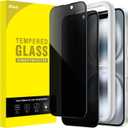 JETech Privacy Full Coverage Screen Protector for iPhone 16 6.1-Inch, Black Edge Anti-Spy Tempered Glass Film with Easy Installation Tool, Case-Friendly, 2-Pack