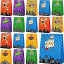 24 Pack Large Hero Party Favor Bags 8.3 x 6.3 x 3.2 Inch Hero Party Gift Bags Goodie Bag with Theme Stickers, Favor Candy Treat Pouches for Kids Theme Birthday Parties Baby Shower Decorations