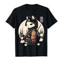 Japanese Samurai Cat Tattoo, Kawaii Ninja Cat T-Shirt, Large