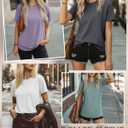 Ficerd 4 Pack Women's Cotton T Shirts Casual Short Sleeve Tunic Tops Crewneck Plain Summer Loose Fit Rolled Sleeve Basic Tee (M)