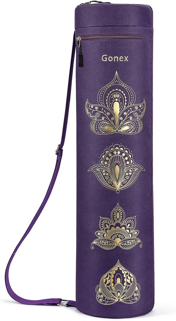 Gonex Yoga Mat Bag, Yoga Mat Carrier Full-Zip Exercise Yoga Mat Carry Bag for Women Men with 2 Multi-Functional Storage Cargo Pockets Extra Wide Adjustable Shoulder Strap (Purple Paisley)