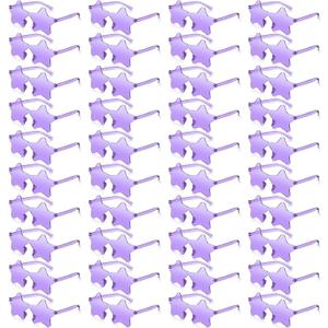 Cindeer 40 Pairs Rimless Star Shape Sunglasses Colorful Transparent Sunglasses Pentagram Glasses for Adult (Purple)