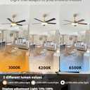 52 Inch Gold Ceiling Fans with Lights and Remote/APP, Modern Sleek Black and Gold Ceiling Fan, ETL Listed, Indoor Outdoor Smart Black Ceiling Fan for Bedroom Living Room Patio, 3CCT, 6 Speeds