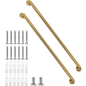 Shower Grab Bar, 2 Pack 39.4 Inch Gold Bathroom Grab Bar, 1.25" Diameter 304 Stainless Steel Anti-Slip Grab Bars for Bathtubs and Showers, Handicap Shower Grab Bar for Seniors Elderly