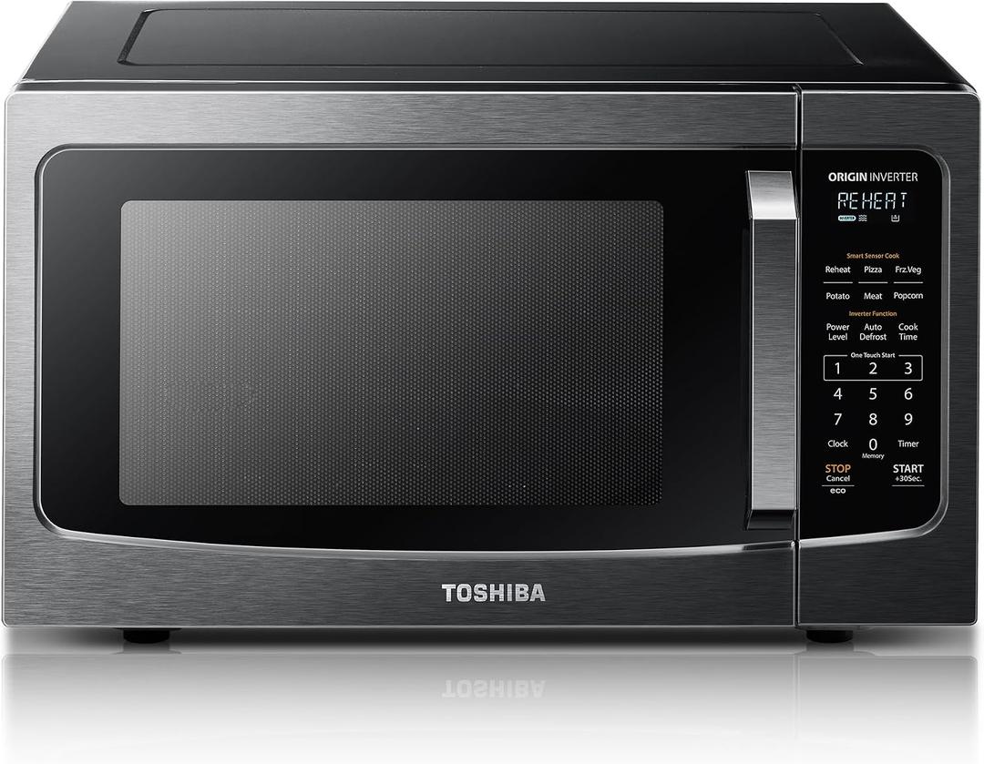 TOSHIBA Countertop Microwave Oven with Inverter Technology, 1.6 Cu.Ft
Smart Sensor, Auto Defrost, 13.6" Turntable, Kitchen Essentials, 1250W, Black Stainless Steel