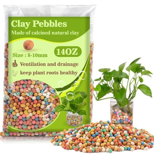 Sukh Clay Pebbles for Plants - 14 OZ Small Pebbles for Indoor Plants Natural Clay, Used for Drainage, Decoration, Aquaponics, Hydroponics (Mixed Colors)