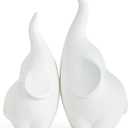Ceramic Elephant Figurines with Trunk Up,Ring Holder,Elephant Statue African Home Decor,A Pair of Small Lucky Sculpture,Ideal for Gifts Women,Valentine Decor and Christmas (White)