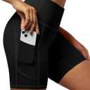 IUGA Biker Shorts Women 6" Tummy Control Workout Shorts Women with Pockets High Waisted Yoga Running Gym Spandex Compression (Medium, Black)