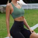 RUNNING GIRL Sports Bra for Women,High Impact Large Bust Padded Sports Bra Fitness Workout Running Yoga Tank Tops(Ash Green, L)