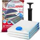 Spacesaver 3 Pack Jumbo Vacuum Storage Bags - 40" x 30 Heavy Duty Blanket Storage Bag with Pump - Space Saver for Clothes, Comforters, and Bedding - Compression Bags to Store Blankets for Travel