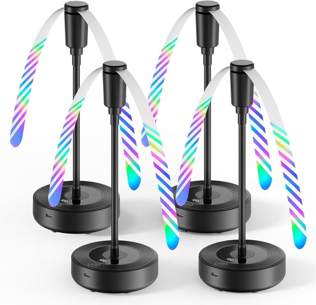 TriPole Fly Fans for Tables, 2000mAh Rechargeable Battery Operated Food Fan Lasts 20 Hrs with LED Display, Portable Fly Table Fan Indoor Outdoor for Picnic, Party, BBQ, Kitchen, Patio, 4 Pack
