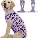 Kuoser Dog Recovery Suit for Dogs After Surgery, Professional Surgical Onesie for Female Male Dogs Spay Neuter, Soft Dog Surgery Suit Bodysuit for Abdominal Wounds Skin Disease, Purple Leopard L