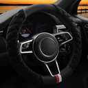Cxtiy Universal Car Steering Wheel Cover Fluffy Winter Plush Steering Wheel Cover (A-Black)