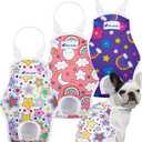 3 Pack Pet Soft Dog Diapers Female Onesie Sanitary Pantie with Adjustable Suspender, Colorful Pattern Washable Puppy Diapers Female, Super Absorbent Underwear Dog Diaper for Heat (Nature, Mini-Small)