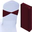Kinlop 50 Pcs Spandex Chair Sashes Bows Chair Bands Slider Sashes for Covers Elastic Bands Ties Without Buckle Decorations for Wedding Party Events Ceremony Birthday(Burgundy)