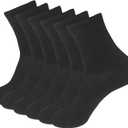 Womens 6-Pack Black Anti Blister Odor Control Quick Dry Compression Quarter Crew Cotton Athletic Hiking Socks, Size 6-10