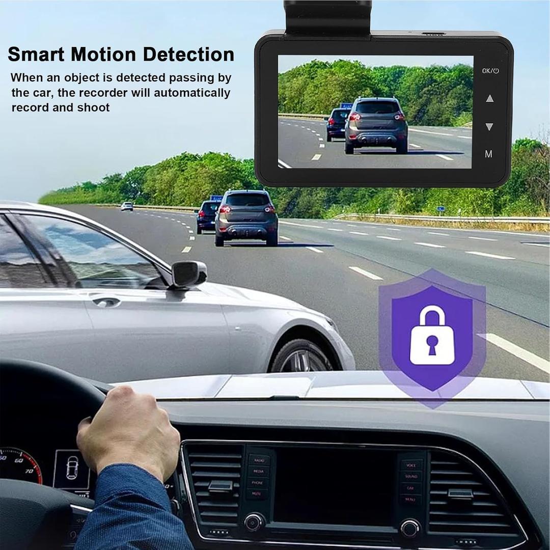 3-inch 1080p High-Definition Dash cam for Cars with Super Night Vision, 170 Large Wide-Angle, 24 Hour Recording, G-Sensor Parking Monitoring FFF