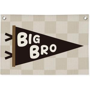 Boy Nursery Decor,Toddler Boy Room Decor Linen Canvas BannerBig Bro Wall Hanging Flag for Boys Nursery, Playroom Kids Toddler Room 20x30 Inch