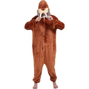 Elephant Adult Onesie Animal Walrus Women Costume for One piece Pajamas Unisex Cosplay Plush Soft Halloween Sleepwear (M)