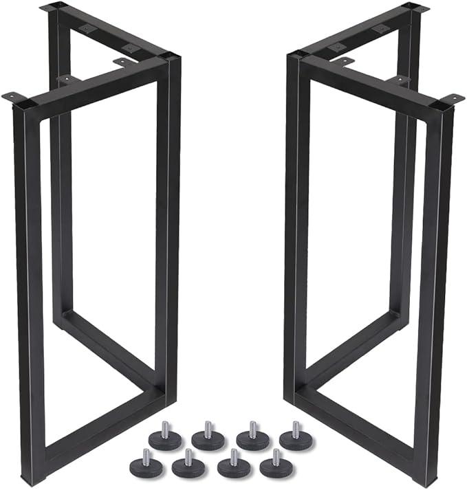 Metal Desk Legs 28 Inches Height 2 Pack Dining Table Legs Butterfly-Type Steel Furniture Legs Heavy Duty, DIY, Matte Black