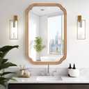 HOMECOOKIN Wood Bathroom Mirror for Wall Decor Arched Rounded Corner Rustic Wood Frame Wall Mirror Home Decorative for Vanity, Living Room, Bedroom, Entryway (20 x 30 inch, DH)