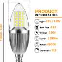 gezee LED Candelabra Bulb, Non-Dimmable, 100 Watt Equivalent, 12W LED Candle Bulbs, Daylight White 6000K, 120V, 1200Lumens, E12 Base, Chandelier Bulbs(8-Pack)