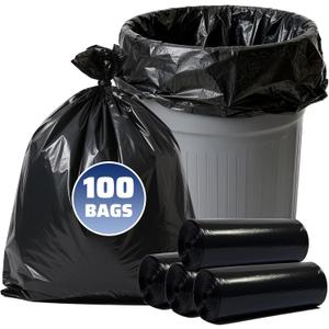 40-45 Gallon Trash Bags 100 Count, 21 Micron HDPE, Durable & Tear-Resistant Trash Can Liners, Suitable for 40-45 Gallon Trash Can, Garbage Bags for Packing Leaves, Kitchen Waste & Household Waste