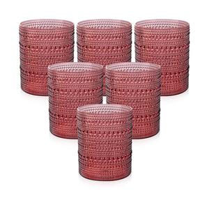 18PCS Plastic Hobnail Drinking Glasses - 14 Oz Burgundy Vintage Glasses Mixed Drinkware Sets - Disposable Beaded Cups for Beer, Whiskey, Juice, Cocktail, Wine, Party
