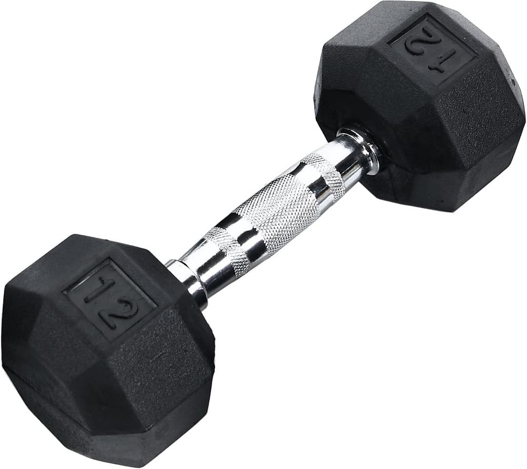 Ader Octagon Deluxe Professional Rubber Dumbbell Contoured Handle, Sold As 1 Piece, (12-Pound)